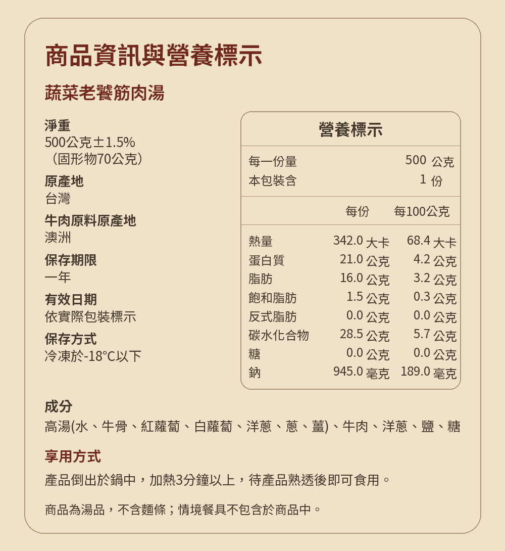老饕筋肉牛肉湯六口味商品說明11