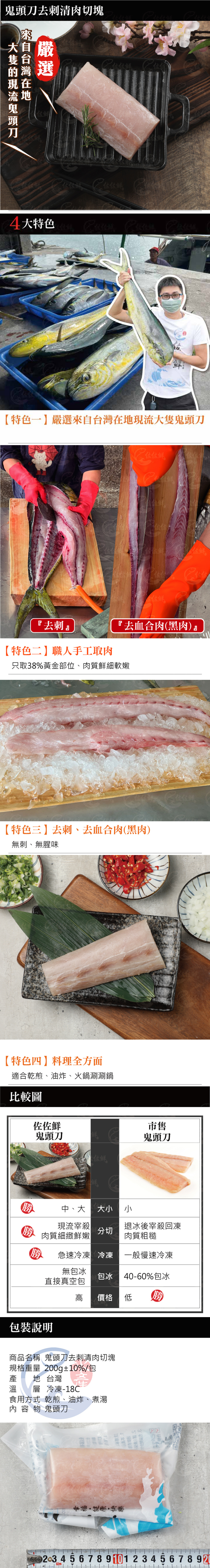 鬼頭刀去刺清肉切塊商品詳介