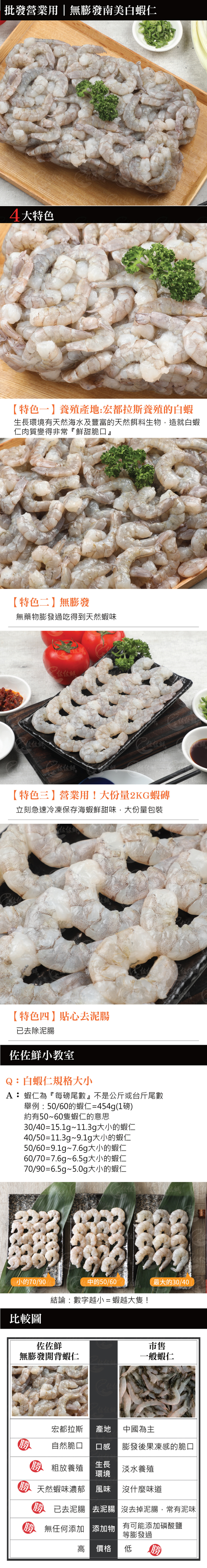 無膨發南美白蝦仁(約13-15尾)商品詳介